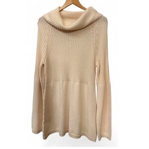 Loft Cream/Ivory Soft XL Knit Wool Blend‎ Stretchy  Turtleneck  Sweater Dress